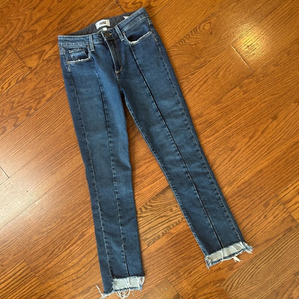 Paige Denim Jeans Julia Model Front Seam size 25 Skinny Jeans Raw Hem Pristine - Picture 3 of 14